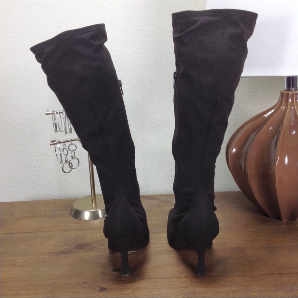 Enzo Angiolini Brown Pointed Knee Sock Boots - Picture 5 of 8